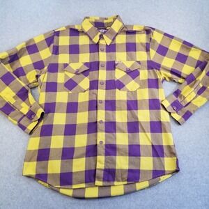 Dixxon Flannel The Mamba Shirt Mens Extra Large Yellow Purple Plaid Kobe Bryant